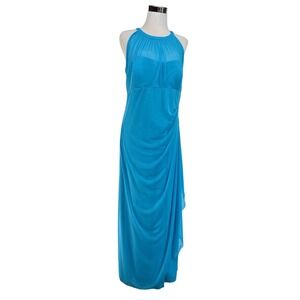 Davids Bridal Malibu Blue Maxi Long Sleeveless Dress Womens Size 14 STAINS AS-IS